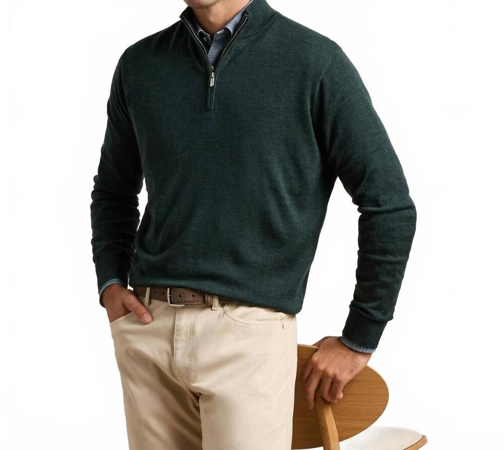 NEW PETER MILLAR autumn crest quarter zip sweater in pine brook